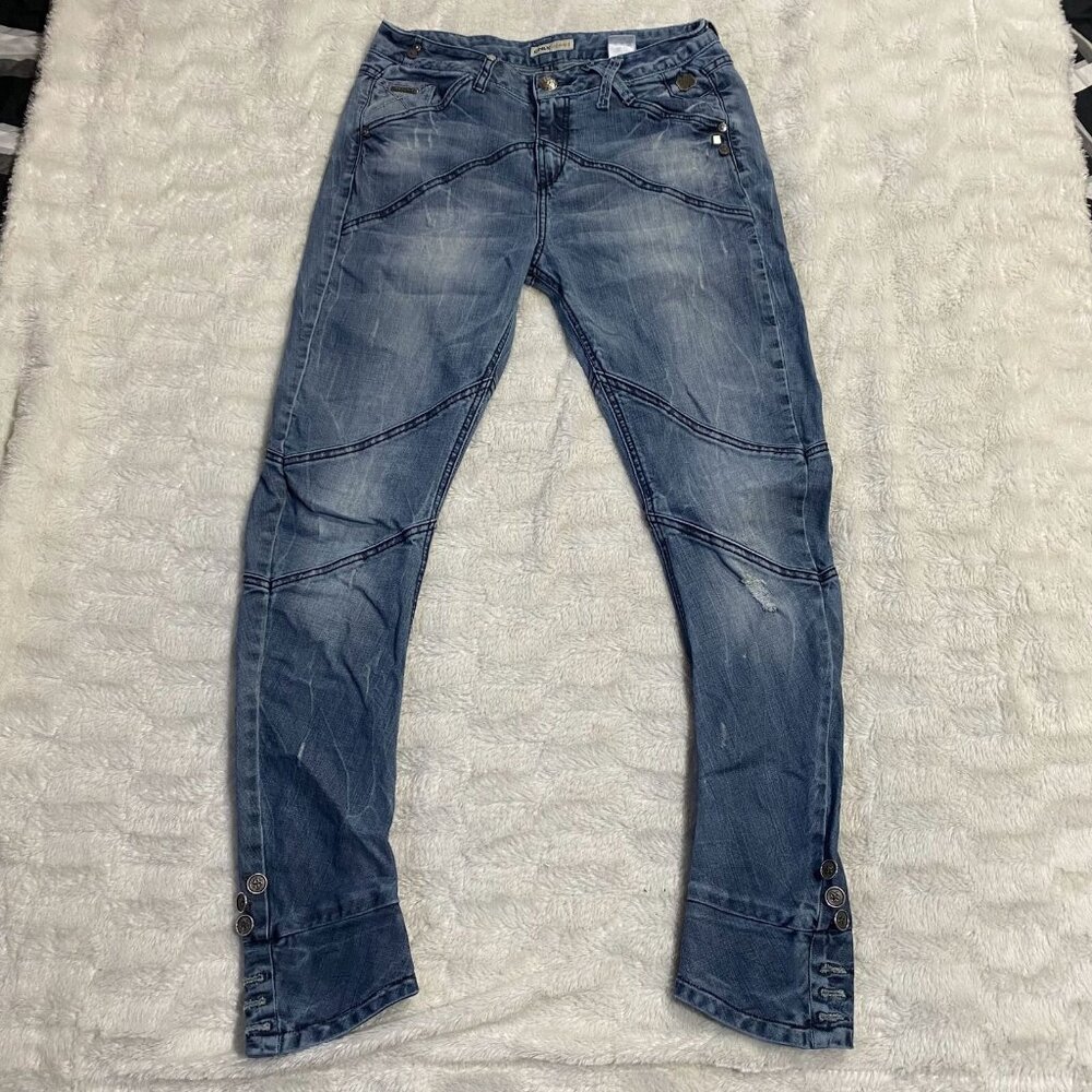 Vintage ONLY Denimize The World women Distressed Button Up Ankle Jean Size 29